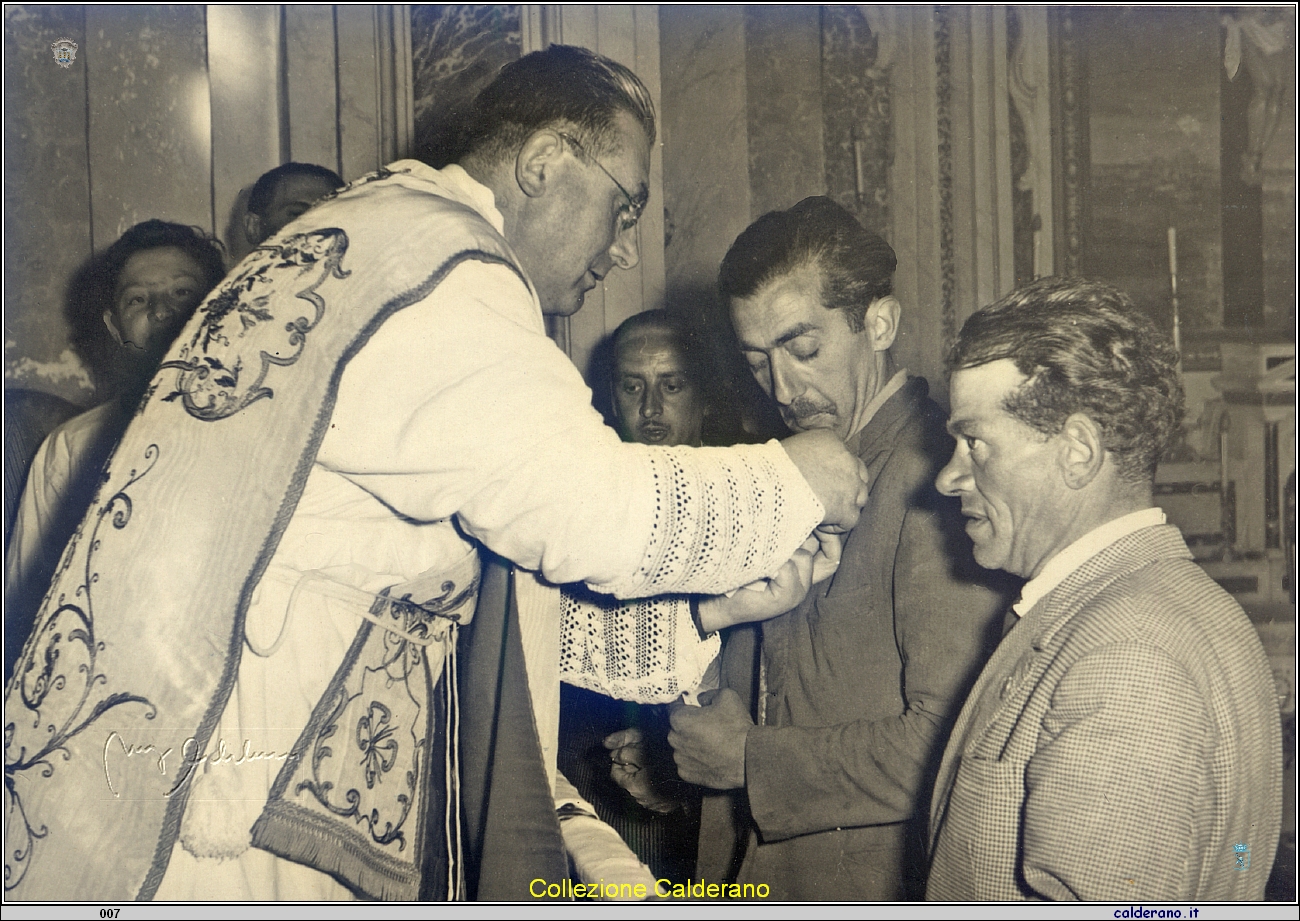 Padre Petrin, Luigi La Torre Giagia' e Biagio Limongi Blasu', festa delle ACLI 1956.jpg