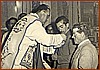 Padre Petrin, Luigi La Torre Giagia' e Biagio Limongi Blasu', festa delle ACLI 1956.jpg