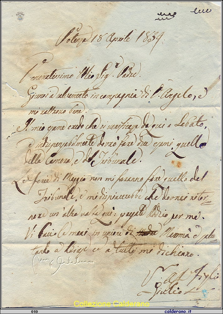 Lettera del 1839 di Don Giulio Calderano (09.10.1809 -09.01.1898) a suo padre Don Luigi (1780-1865).jpg