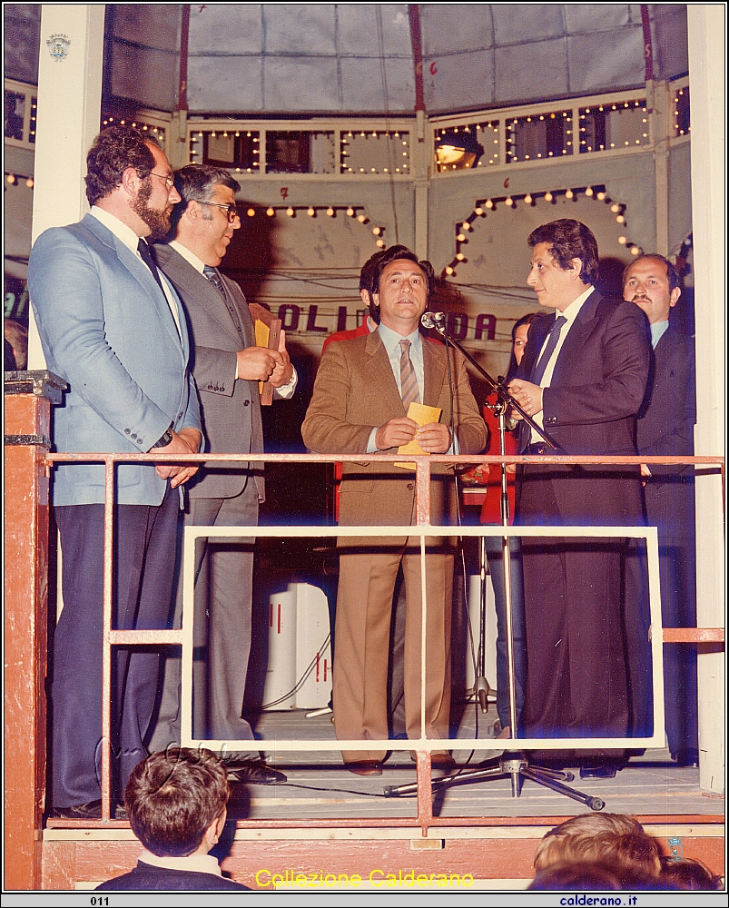 Biagio Calderano, Domenico Limongi Fioravante, Mario Trufelli, Fernando Sisinni e Antonio Brando San Biagio 1982.jpg