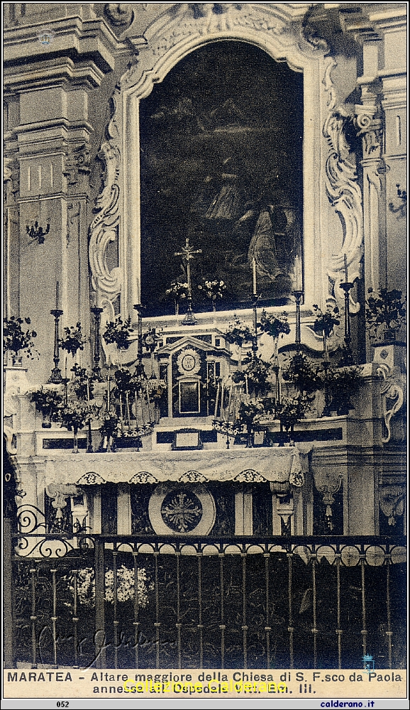 Cartolina - Altare maggiore della Chiesa di S.F.sco da Paola annessa all'Ospedale Vitt. Em. III .jpg