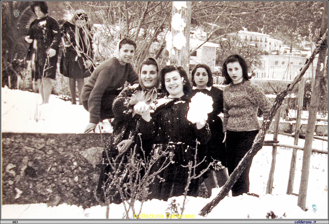 Ragazze del De Pino nel giardino con la neve.JPG