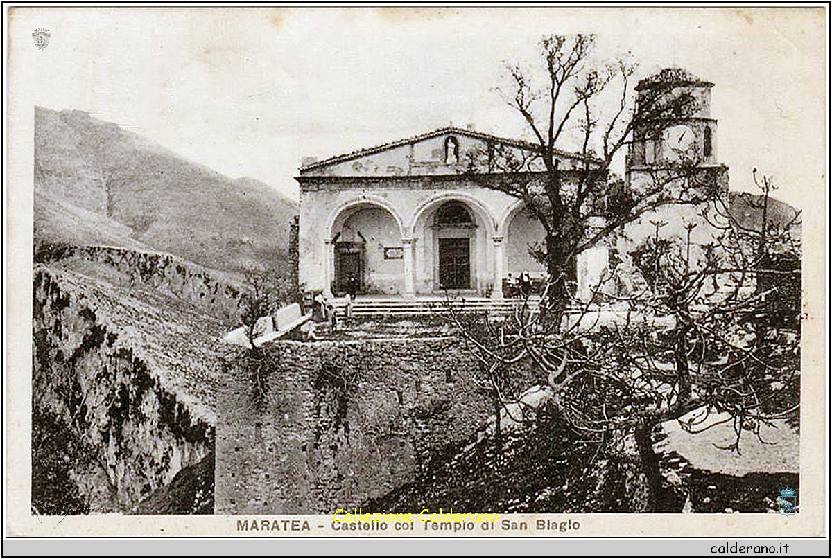 Castello col tempio di San Biagio - Cartolina del 1933 Ed. Andrea Gambardella-Maratea.jpg