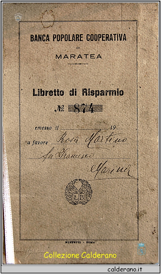 Libretto di Risparmio della Banca Popolare Cooperativa di Maratea.jpg