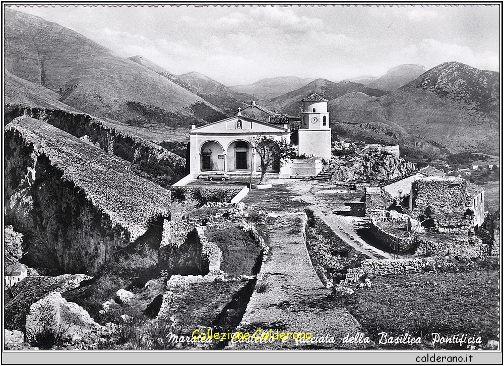 Maratea - Castello e facciata della Basilica Pontificia - Cartolina Edizione Ditta Franc. e Umb. Scoppetta di U.S..jpeg