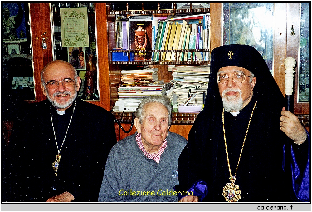 Biagio Pastorino con Mons Borghossion e il Patriarca Nerses Bedros XIX - 2001.jpg