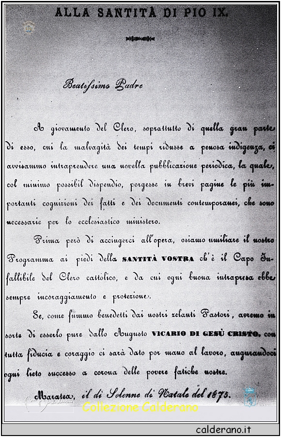 Lettera del Sacerdote Gennari al Papa per la presentazione del programma de IL MONITORE - 1875.jpeg