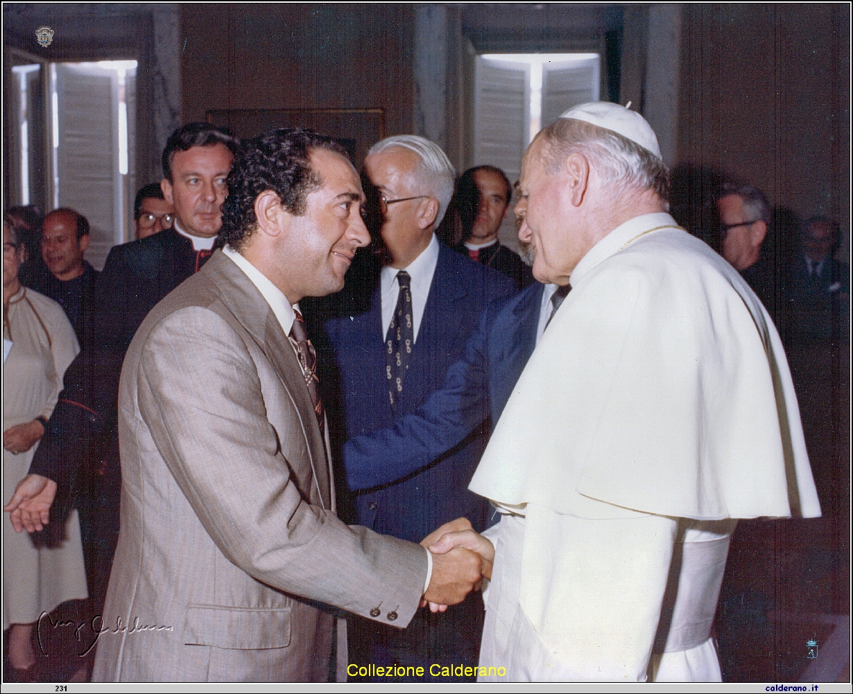 Biagio Calderano Senior con S. Giovanni Paolo II a Castelgandolfo 13-09-1982.jpeg