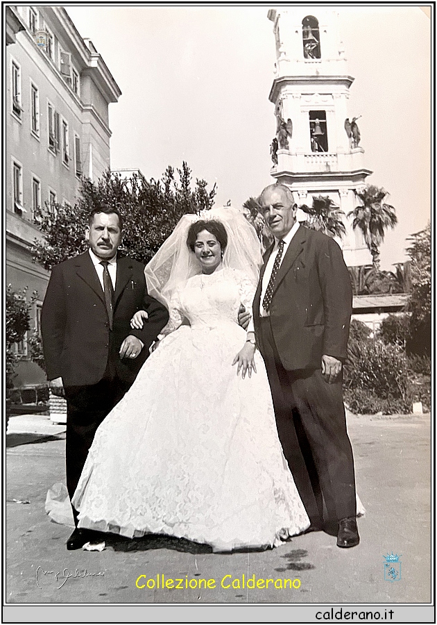 Emilia Calderano tra Giuseppe Calderano di Biagio e Giuseppe Calderano di Nicola 19-07-1963.jpg